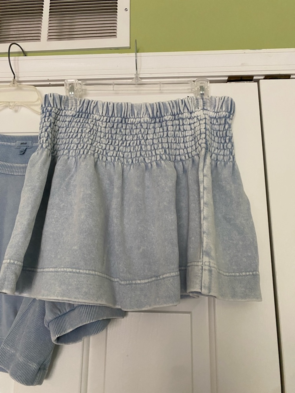 aerie Light Blue Crew neck Ribbed Knit Top with matching mini skirt NWOT - Picture 4 of 7